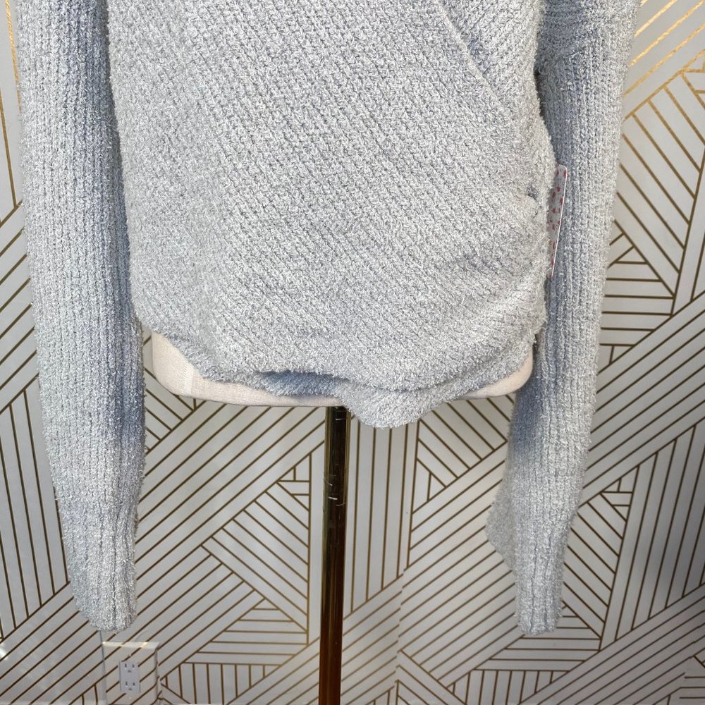Free People Faux Wrap Sweater in Light Grey - Picture 4 of 8